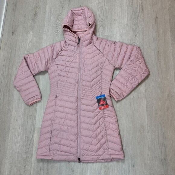 Columbia Powder Lite Mid Hooded Jacket Womens Medium Dusty Pink Omni-Heat $200 - Picture 4 of 6